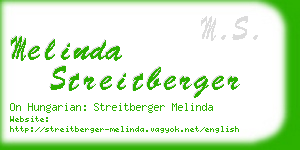 melinda streitberger business card